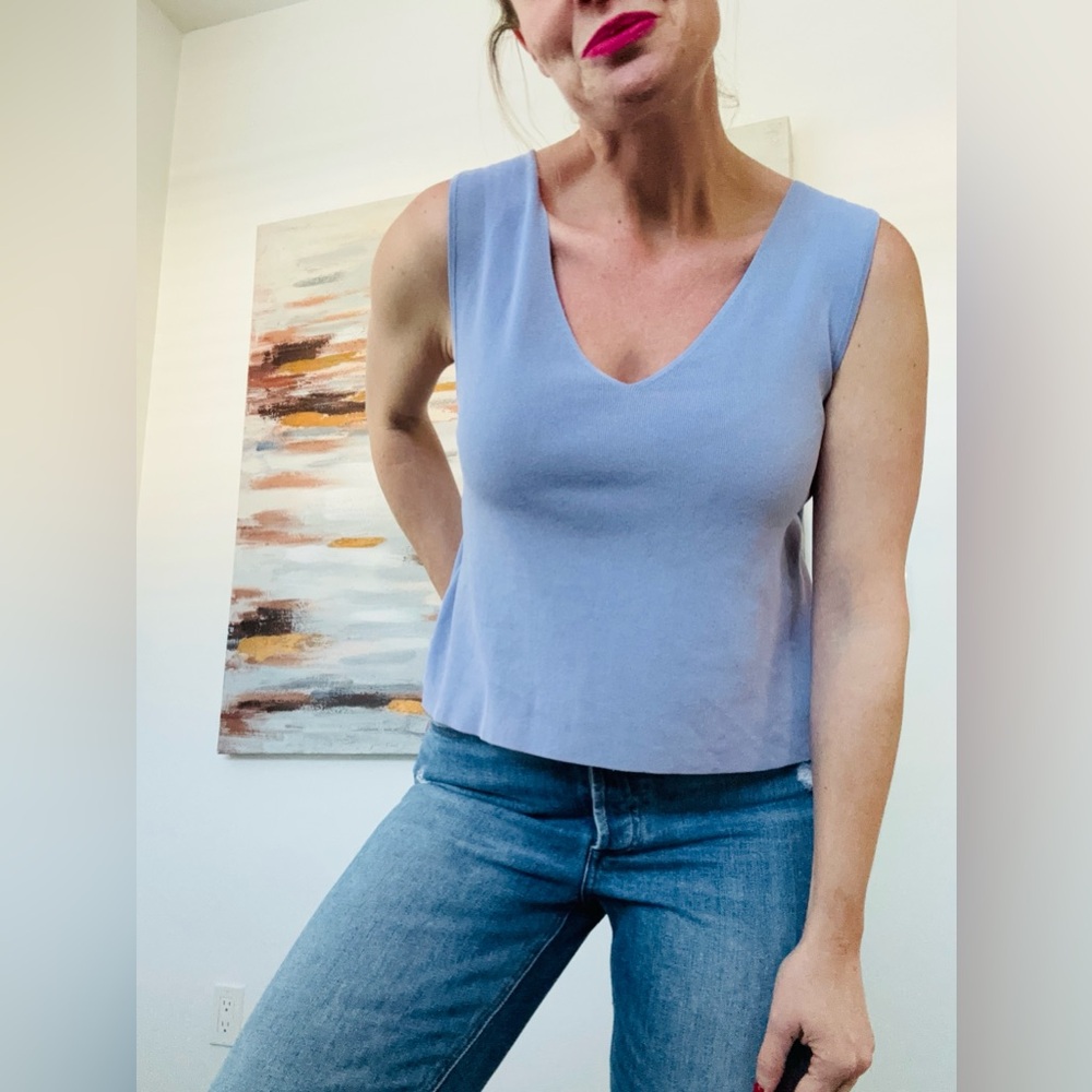ARITZIA Babaton Murphy Knit Blouse in Periwinkle SMALL